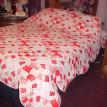 DBL.WEDDING RING QUILT #70/HC/K/Q/90X94/RED&WHITE ON WHITE/$175.00+S&H&INSURAN