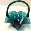#TG15-12-TEAL GREEN DIAMOND JUTTED BASKET W-HANDEL $24.95. SALE $19.95 + S&H & I